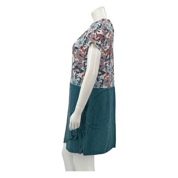 Dolan Anthropologie Dress Womens Large Fletcher Teal Multi Floral Bloom Spring - Picture 4 of 8